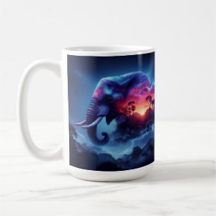 Mug Silhouette d'éléphant fusionnée avec coucher de so