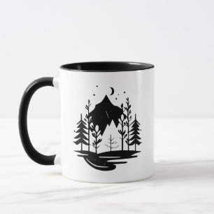 Mug Silhouette des montagnes forestières