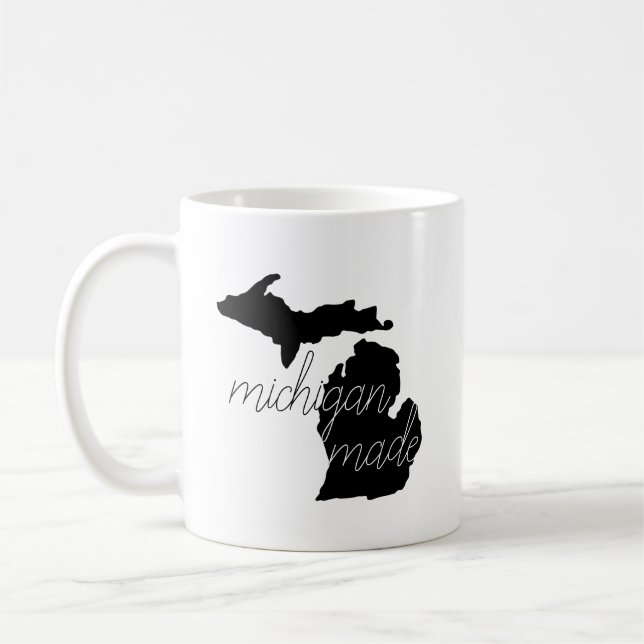 Mug Silhouette D'État Avec Typographie Du Michigan (Gauche)