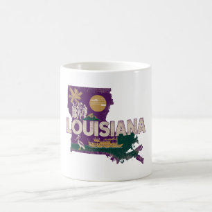 Mug Silhouette d'état rétro de Louisiane