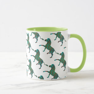 Mug Silhouette d'impression Brown et Turquoise Zebra
