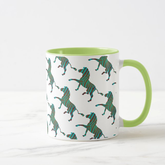 Mug Silhouette d'impression Brown et Turquoise Zebra (Droite)