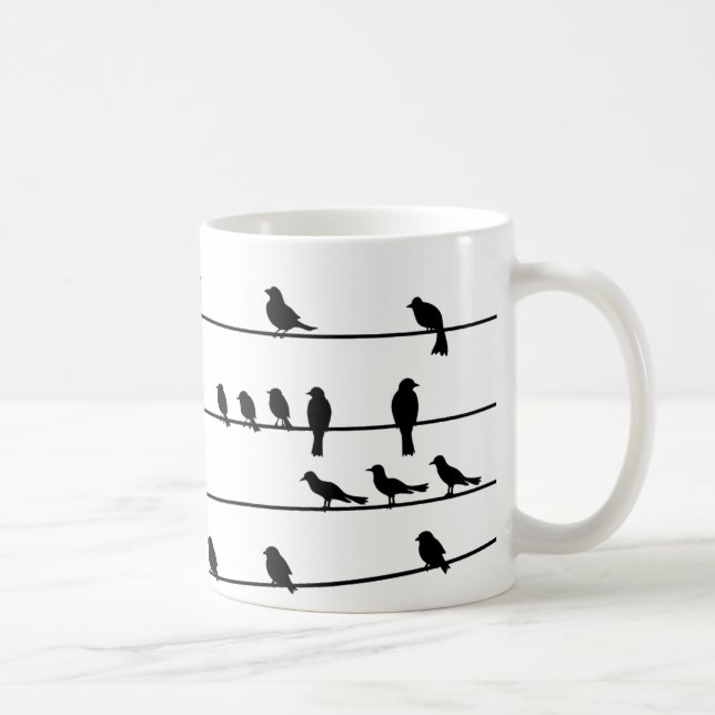 Mug Silhouette d'oiseaux sur fils (Droite)