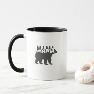 Mug Silhouette d'ours maman noir et blanc