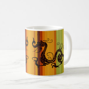 Mug Silhouette Dragon Tribal Asiatique