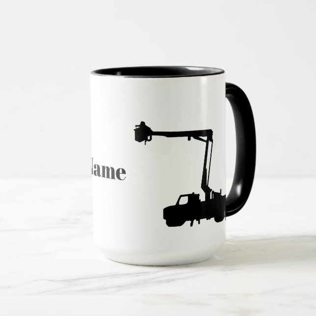 Mug Silhouette du camion Lineman et de la boîte de con (Devant droit)