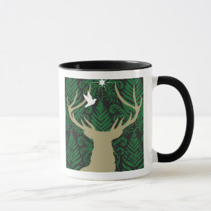 Mug Silhouette d'un cerf commun, d'une colombe et