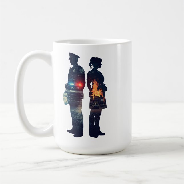 Mug Silhouette d'un couple d'agent de police et d'infi (Gauche)