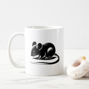 Mug Silhouette d'un rat curieux.
