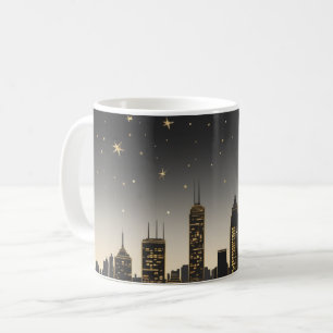 Mug Silhouette élégante d'une ville la nuit