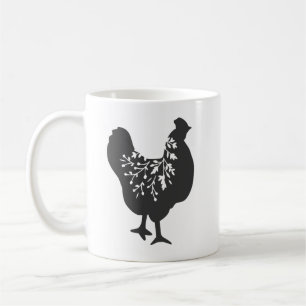 Mug silhouette florale de poulet