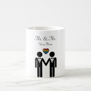 Mug Silhouette Gay Groom avec Rainbow Heart