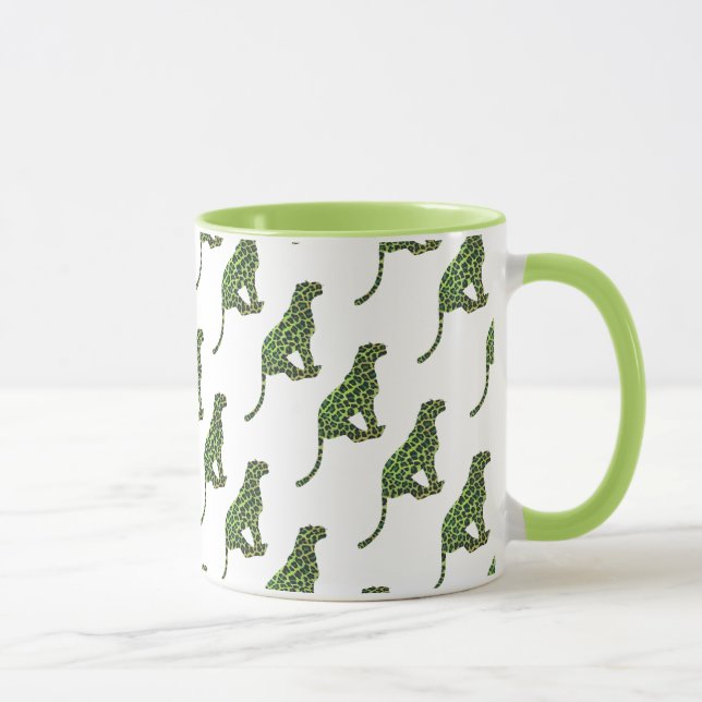Mug Silhouette léopard noir et vert (Droite)