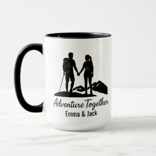Mug Silhouette minimaliste de couple de randonnée pers