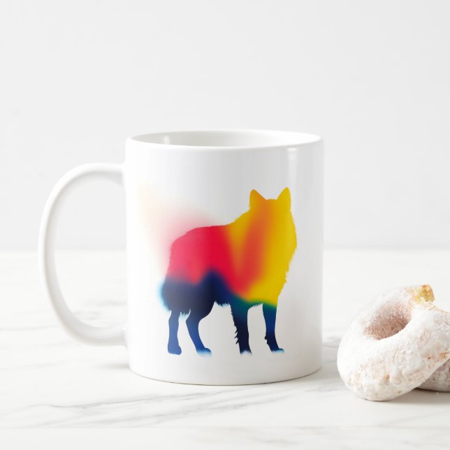 Mug Silhouette minimaliste de peinture Spray Wolf (Avec donut)