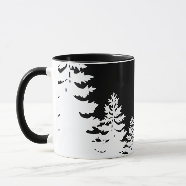 Mug Silhouette minimaliste de pin noir et blanc (Gauche)