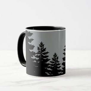Mug Silhouette minimaliste de pin noir gris