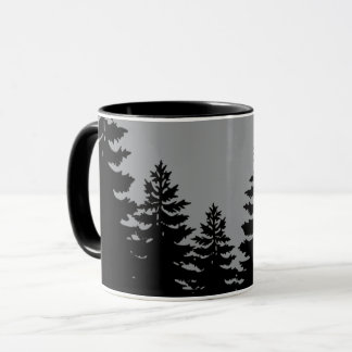 Mug Silhouette minimaliste de pin noir gris