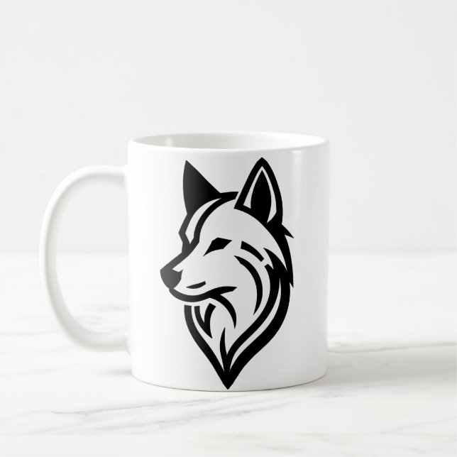 Mug Silhouette minimaliste face Wolf (Gauche)