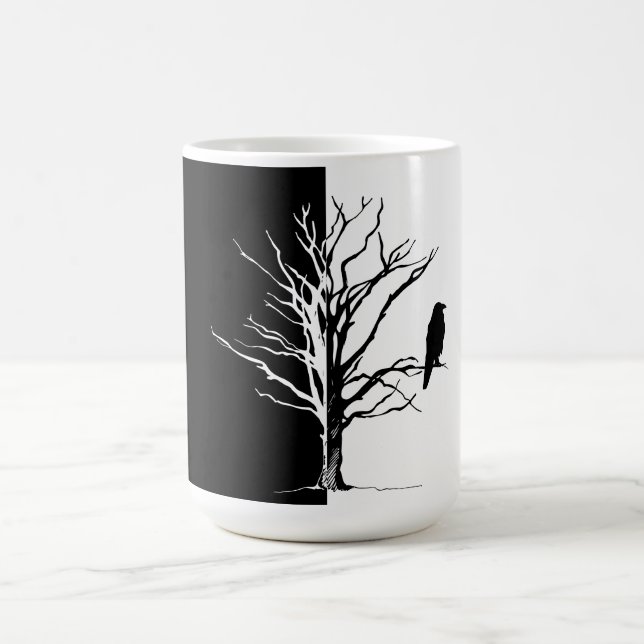 Mug Silhouette noir corbeau d'oiseaux (Centre)