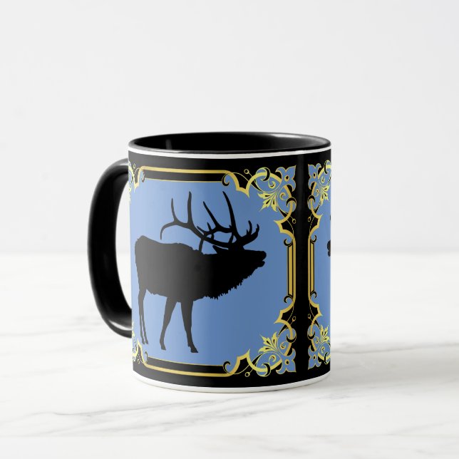 Mug Silhouette noire de buglage de taureau  (Devant gauche)