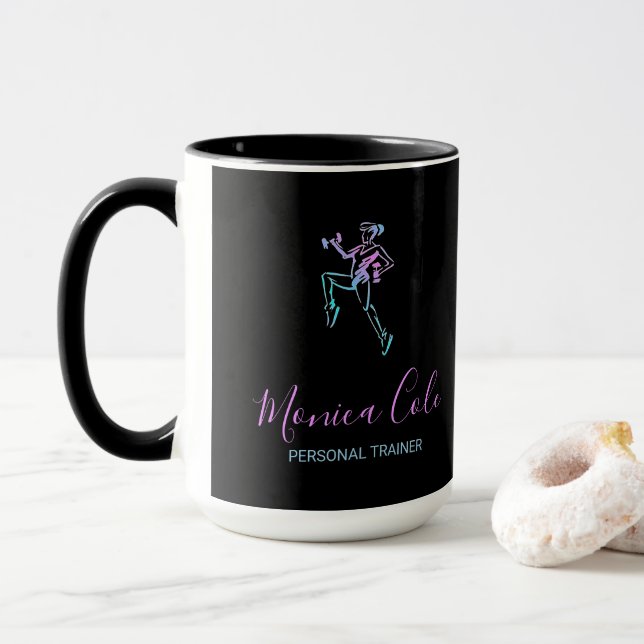 Mug Silhouette noire de l'entraîneur (Avec donut)