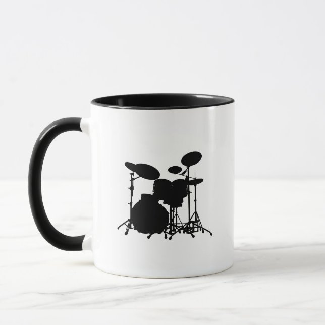 Mug Silhouette noire et blanche de kit de tambour - (Gauche)
