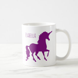 Mug Silhouette pourpre personnalisée de licorne belle