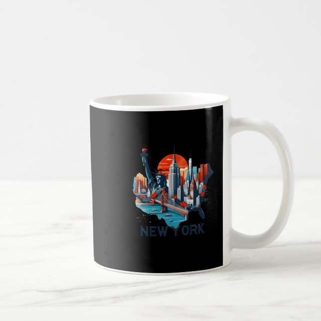 Mug Silhouette Rétro de la Skyline de New York  (Droite)
