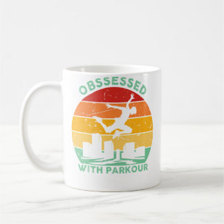 Mug Silhouette Rétro de Parkour Obsédé par le Parkour