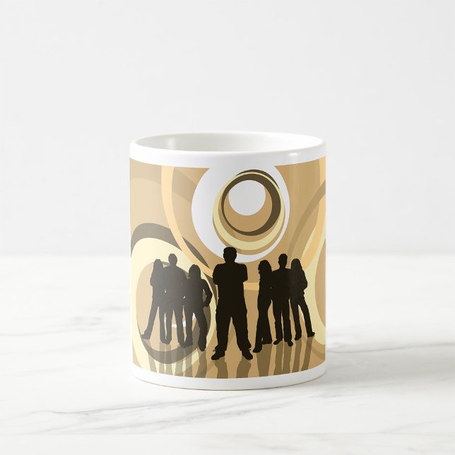 Mug Silhouette rétro Personnes avec cercles Abstraits (Créateur téléchargé)