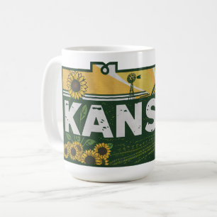 Mug Silhouette rétro pittoresque du Kansas