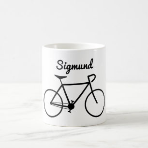 Mug Silhouette simple de bicyclette + Nom personnalisé