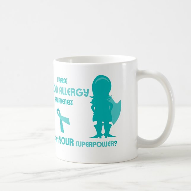 Mug Silhouette turquoise de conscience d'allergie (Droite)