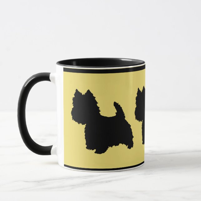 Mug Silhouette Westie sur Jaune (Gauche)