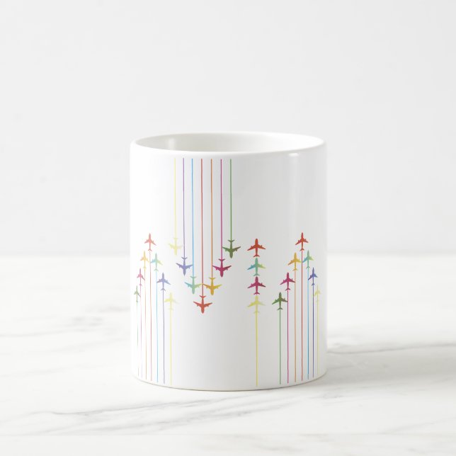 Mug Silhouettes colorées de l'avion d'aviation (Centre)