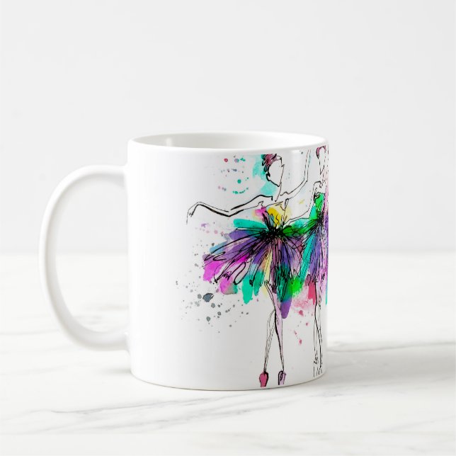Mug Silhouettes d'aquarelle de ballerines. Pulvérisate (Gauche)