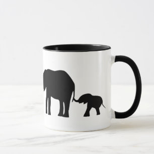 Mug Silhouettes de 3 éléphants tenant des queues