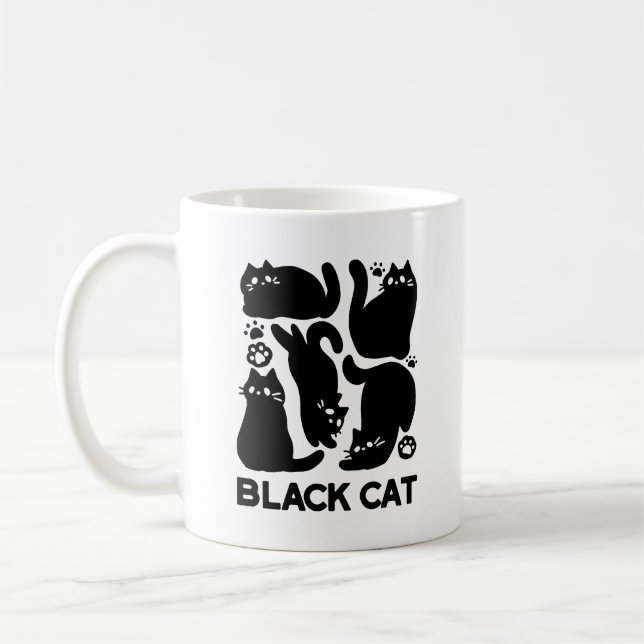 Mug Silhouettes de chat noir - Design Feline mignon (Gauche)