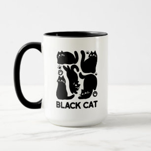 Mug Silhouettes de chat noir - Design Feline mignon