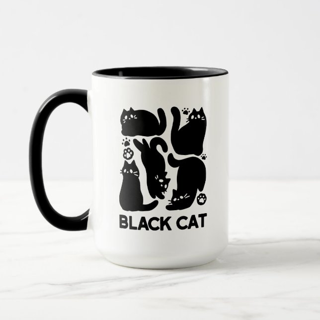 Mug Silhouettes de chat noir - Design Feline mignon (Gauche)