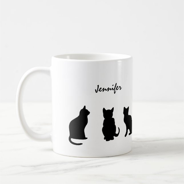 Mug Silhouettes de chats noirs personnalisées (Gauche)