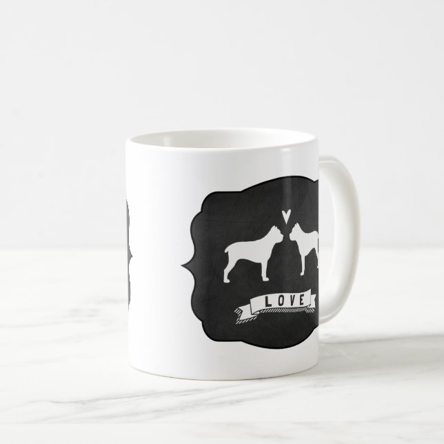 Mug Silhouettes de chien Cane Corso Amour (Devant droit)