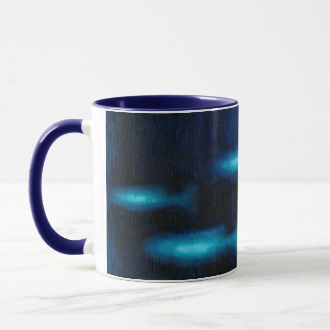 Mug Silhouettes de poisson bleu translucide (Gauche)