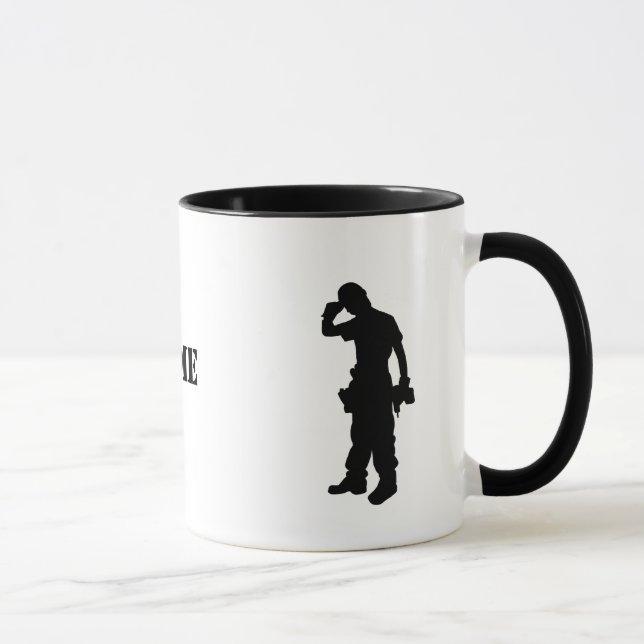 Mug Silhouettes du travailleur de la construction Nom  (Droite)