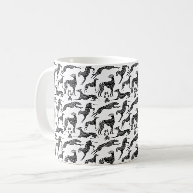 Mug Silhouettes en marbre gris Greyhound (Devant gauche)