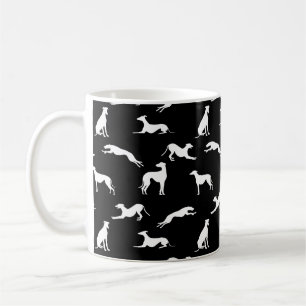 Mug Silhouettes Greyt Greyhound - Blanc sur Noir