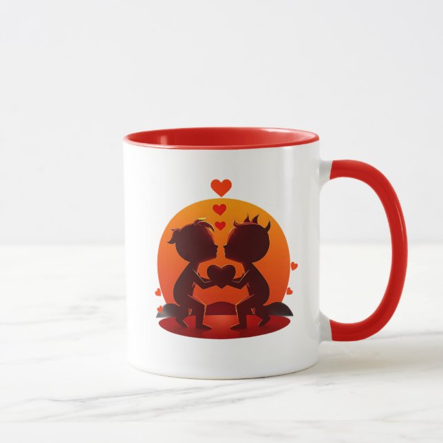Mug Silhouettes stylisées, un petit démon et un ange. (Droite)