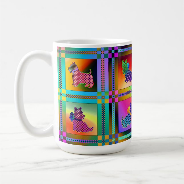 Mug Silhouettes Terrier dans un Motif de tableau de bo (Gauche)