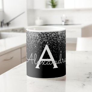 Mug Silver Black Luxury Parties scintillant Nom du mon